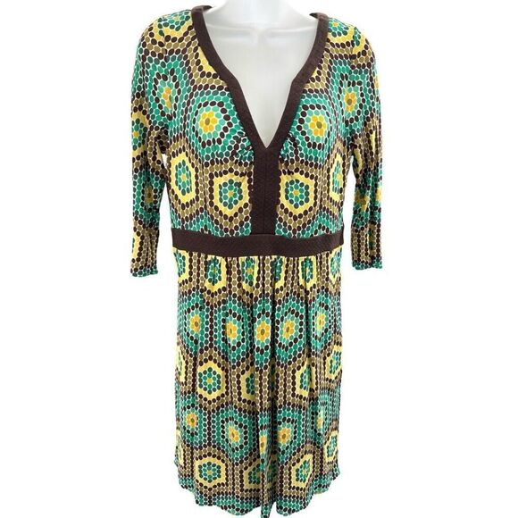Milly of New York Dress Womens Size Small Geometric Print V-Neck Boho Chic - Picture 1 of 11
